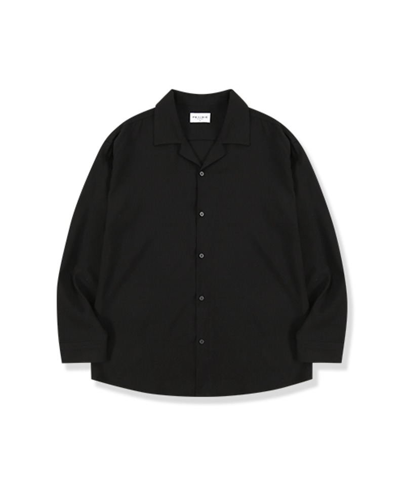 (5월 13일 예약배송) 실키 오버핏 오픈카라 셔츠 (BLACK)
