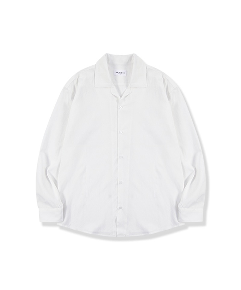 (5월 13일 예약배송) 실키 오버핏 오픈카라 셔츠 (WHITE)